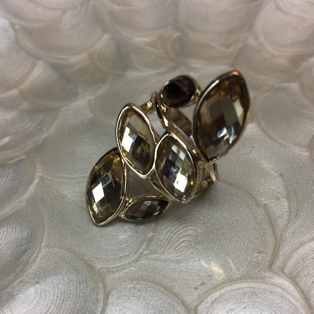 Gold Stone Leaf Statement Ring